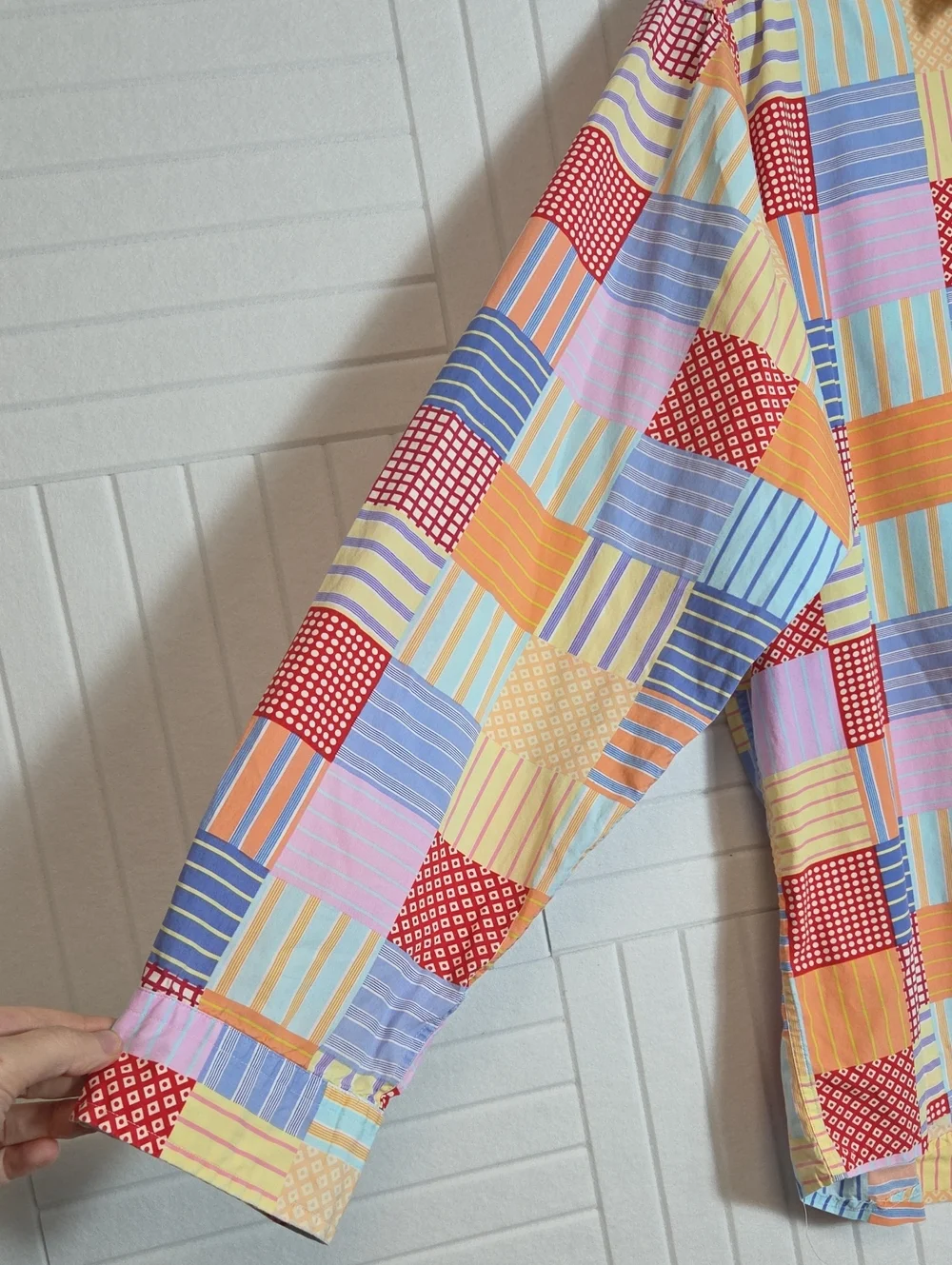 J. Crew Vintage Oarsman 90s Multicolor Patchwork Button Down Shirt Size L